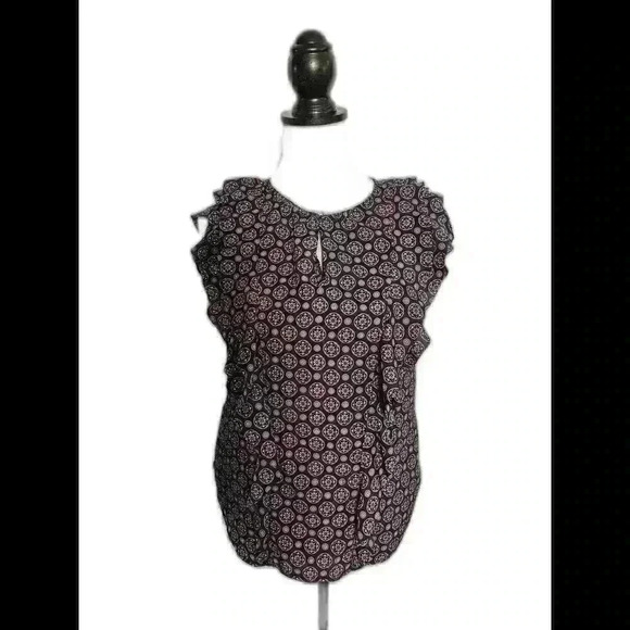 Chic Floral Print Blouse with Ruffled Sleeves - Picture 1 of 3